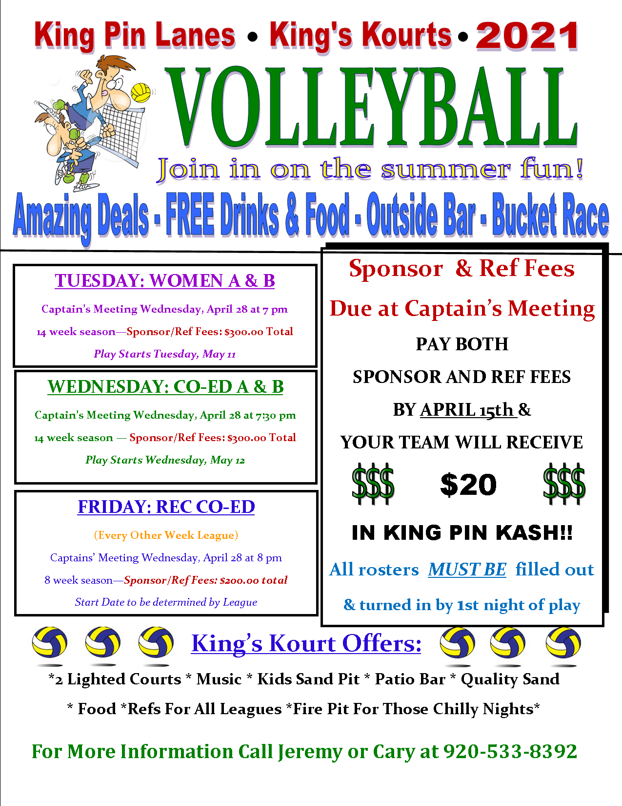 King Pin Lanes Volleyball Info